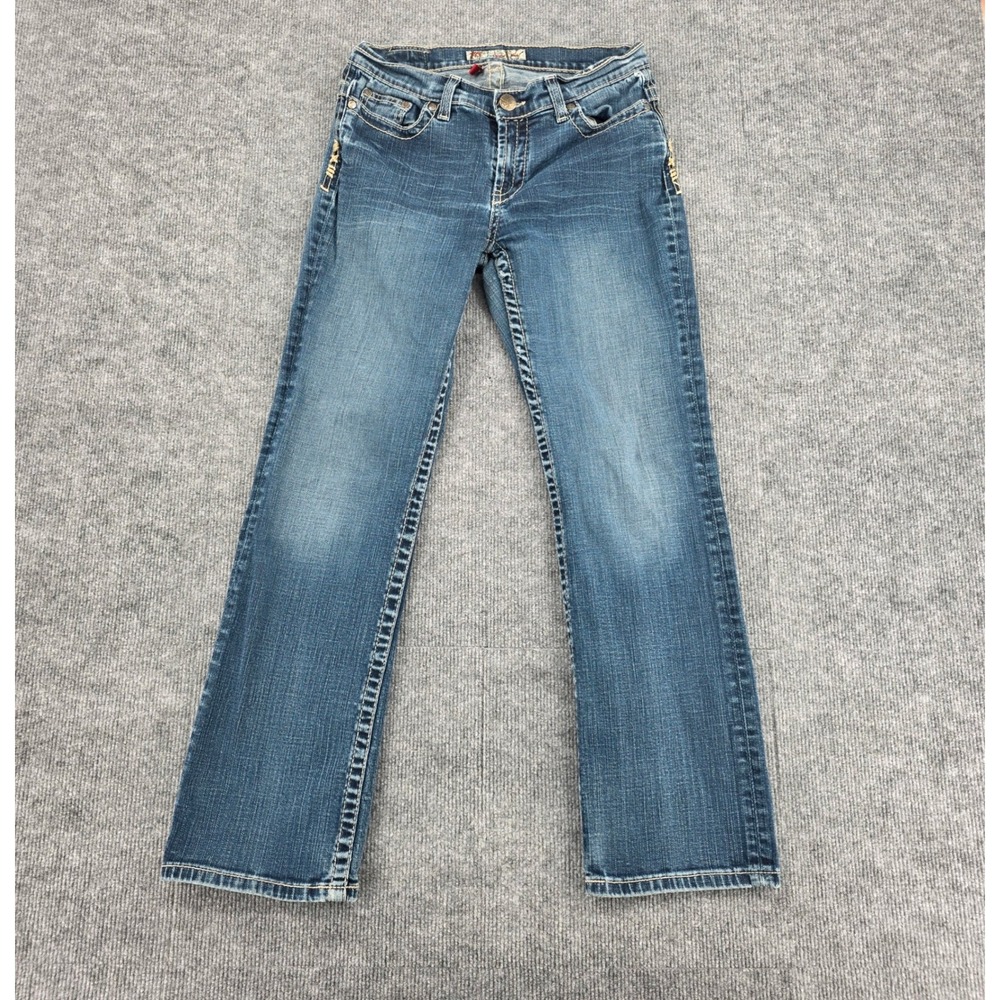 BKE Drew Bootcut Jeans Womens 27x29.5 Med Wash Stretch Contrast Stitch Low Rise